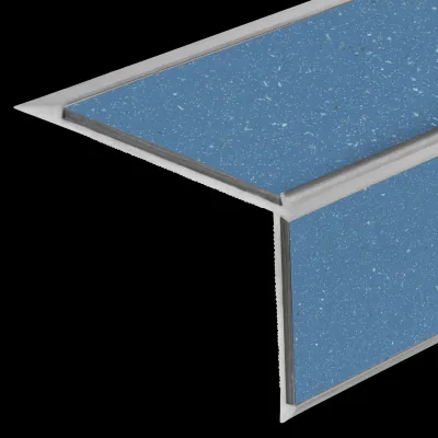 Flaches Stufenkantenprofil aus Aluminium mit Kontrasteinlage